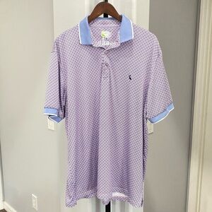 Tailorbyrd Performance Golf Polo Geometric Blue Sport Sun Protection Activewear